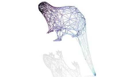 3d rendering of an artistic animal with reflection isolated on white Stock Illustration