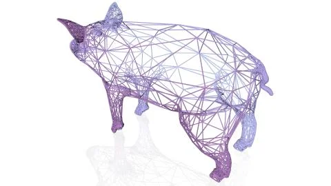 3d rendering of an artistic animal with reflection isolated on white Stock Illustration