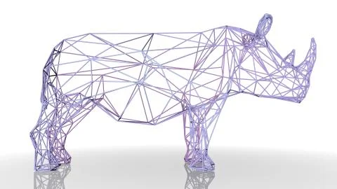 3d rendering of an artistic animal with reflection isolated on white Stock Illustration