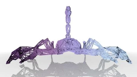 3d rendering of an artistic animal with reflection isolated on white Stock Illustration