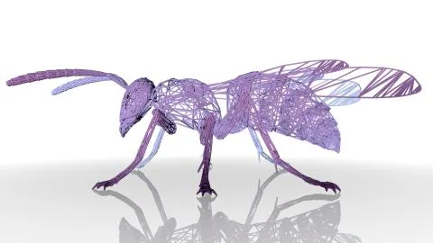 3d rendering of an artistic animal with reflection isolated on white Ilustração Stock