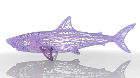 3d rendering of an artistic animal with reflection isolated on white Stock Illustration