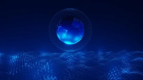 3D Rendering. Artistic infographics binary numbers tunnel and Earth globe rot Illustrazione stock