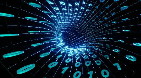 3D Rendering. Artistic infographics binary numbers rotation. Technology Netwo Stockillustratie