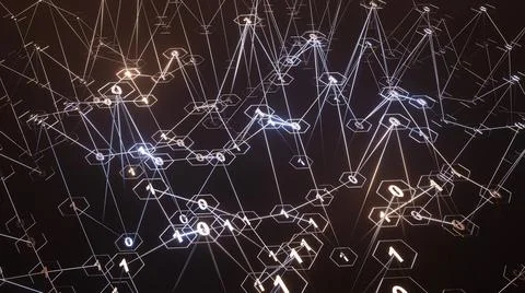 3D Rendering. Artistic infographics binary numbers rotation. Technology Netwo Stockillustratie