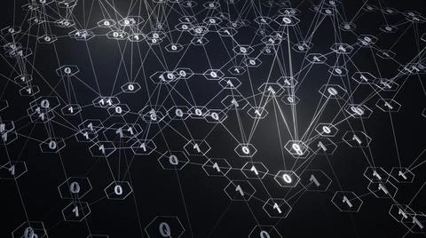 3D Rendering. Artistic infographics binary numbers rotation. Technology Netwo Stockillustratie