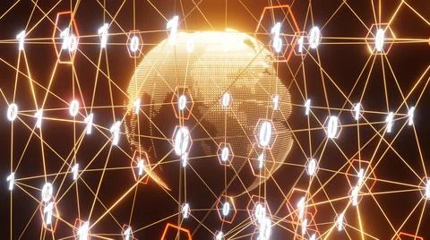 3D Rendering. Artistic infographics binary numbers tunnel and Earth globe rot Illustrazione stock