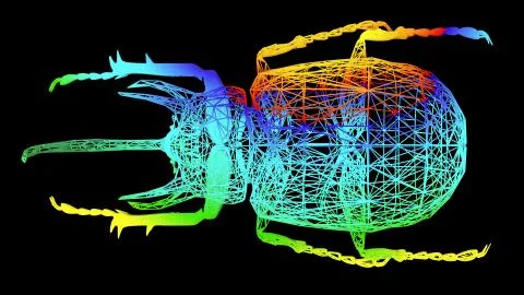 3d rendering of an artistic object made with colorful rope lines on black 스톡 일러스트