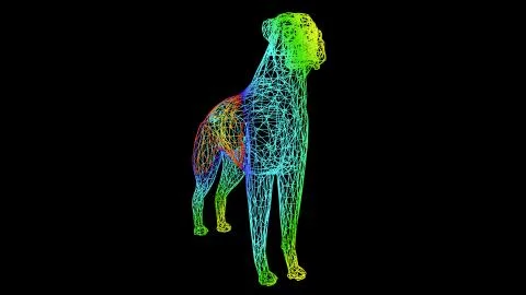 3d rendering of an artistic object made with colorful rope lines on black 스톡 일러스트