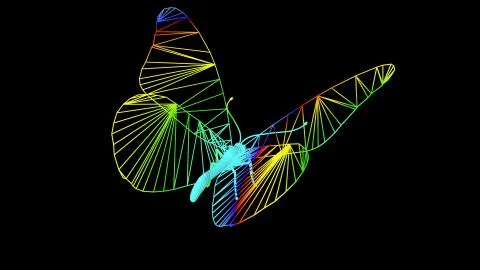 3d rendering of an artistic object made with colorful rope lines on black 스톡 일러스트