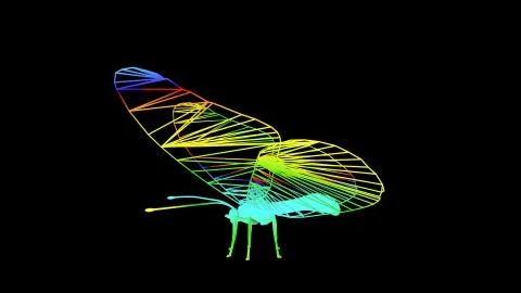 3d rendering of an artistic object made with colorful rope lines on black 스톡 일러스트