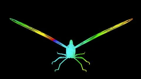 3d rendering of an artistic object made with colorful rope lines on black Stock Illustration