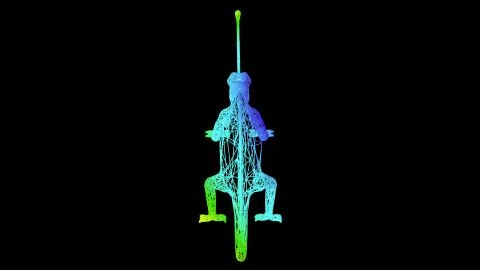 3d rendering of an artistic object made with colorful rope lines on black 스톡 일러스트