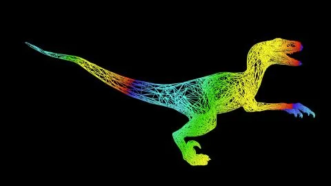 3d rendering of an artistic object made with colorful rope lines on black Stock Illustration