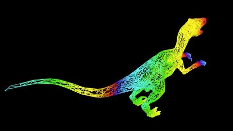 3d rendering of an artistic object made with colorful rope lines on black 스톡 일러스트
