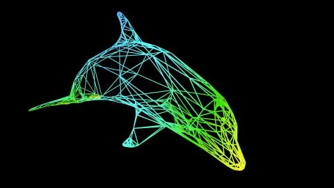 3d rendering of an artistic object made with colorful rope lines on black Stock Illustration