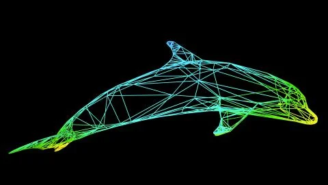 3d rendering of an artistic object made with colorful rope lines on black Stock Illustration