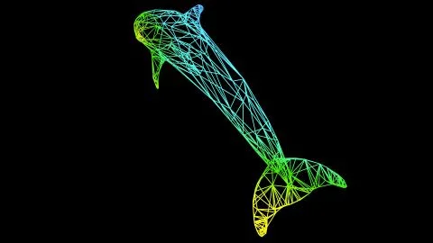 3d rendering of an artistic object made with colorful rope lines on black 스톡 일러스트