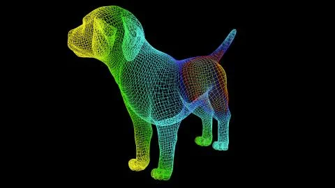 3d rendering of an artistic object made with colorful rope lines on black 스톡 일러스트