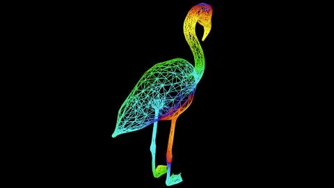 3d rendering of an artistic object made with colorful rope lines on black Stock Illustration