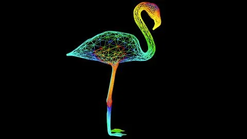 3d rendering of an artistic object made with colorful rope lines on black Stock Illustration