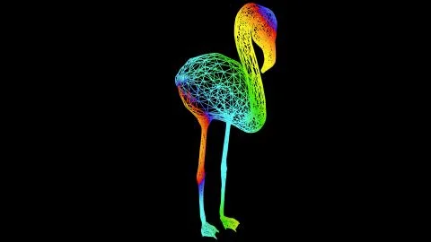 3d rendering of an artistic object made with colorful rope lines on black Stock Illustration