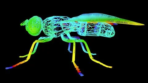 3d rendering of an artistic object made with colorful rope lines on black Stock Illustration