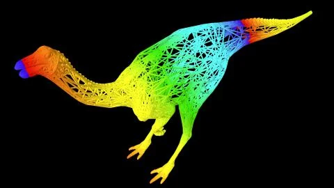 3d rendering of an artistic object made with colorful rope lines on black Stock Illustration