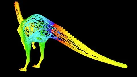 3d rendering of an artistic object made with colorful rope lines on black 스톡 일러스트