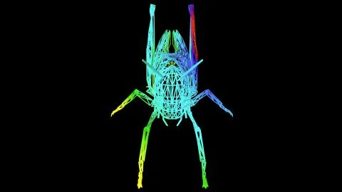 3d rendering of an artistic object made with colorful rope lines on black Stock Illustration