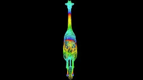 3d rendering of an artistic object made with colorful rope lines on black 스톡 일러스트