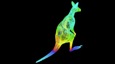 3d rendering of an artistic object made with colorful rope lines on black Stock Illustration