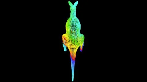 3d rendering of an artistic object made with colorful rope lines on black Stock Illustration