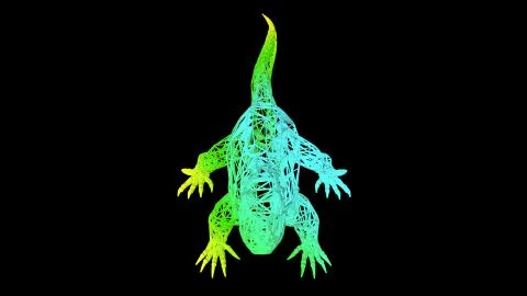 3d rendering of an artistic object made with colorful rope lines on black Stock Illustration