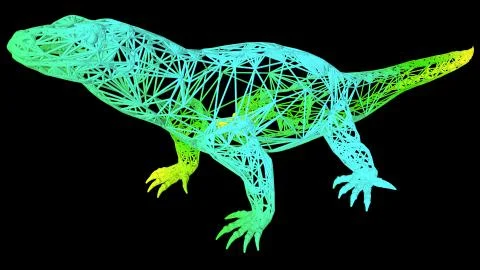 3d rendering of an artistic object made with colorful rope lines on black Stock Illustration