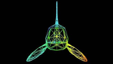 3d rendering of an artistic object made with colorful rope lines on black Stock Illustration