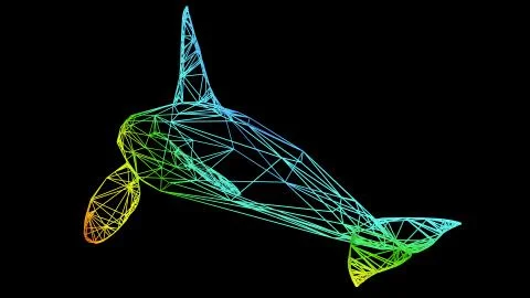 3d rendering of an artistic object made with colorful rope lines on black 스톡 일러스트
