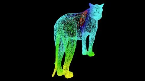 3d rendering of an artistic object made with colorful rope lines on black Stock Illustration