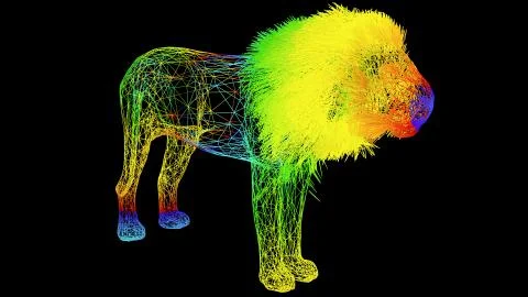 3d rendering of an artistic object made with colorful rope lines on black Stock Illustration