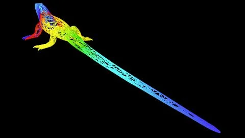 3d rendering of an artistic object made with colorful rope lines on black Stock Illustration