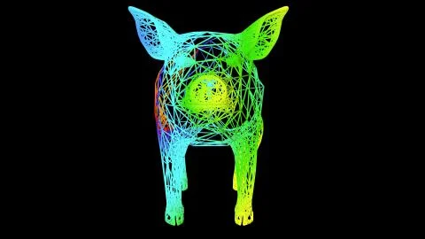 3d rendering of an artistic object made with colorful rope lines on black 스톡 일러스트