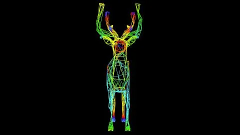 3d rendering of an artistic object made with colorful rope lines on black 스톡 일러스트