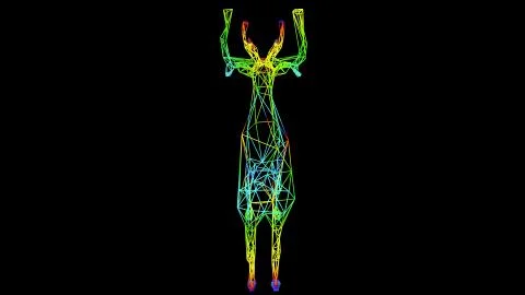 3d rendering of an artistic object made with colorful rope lines on black Stock Illustration