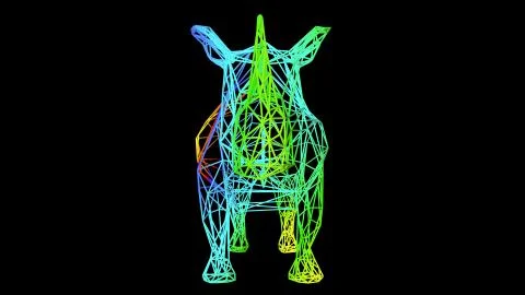 3d rendering of an artistic object made with colorful rope lines on black Stock Illustration