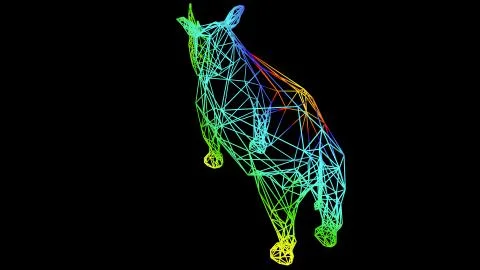 3d rendering of an artistic object made with colorful rope lines on black 스톡 일러스트