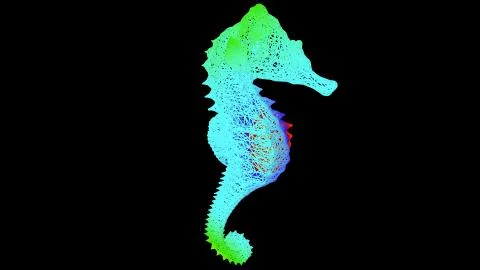 3d rendering of an artistic object made with colorful rope lines on black Stock Illustration