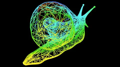 3d rendering of an artistic object made with colorful rope lines on black Stock Illustration