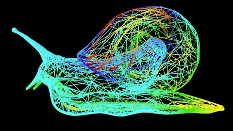 3d rendering of an artistic object made with colorful rope lines on black Stock Illustration