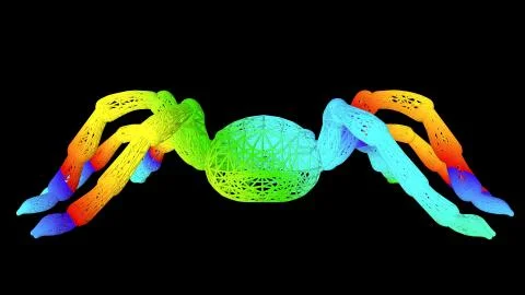 3d rendering of an artistic object made with colorful rope lines on black Stock Illustration