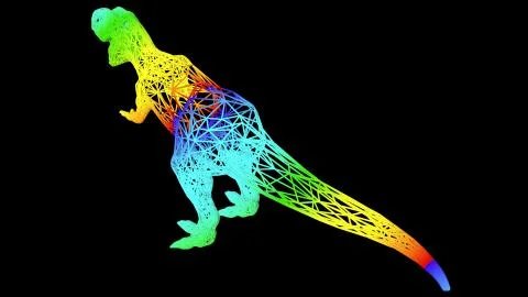 3d rendering of an artistic object made with colorful rope lines on black Stock Illustration